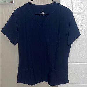 Navy Blue V-Neck Scrub Top